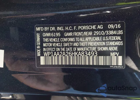 2017 Porsche Cayenne Platinum Edition from USA, damaged, VIN WP1AA2A26HKA83493